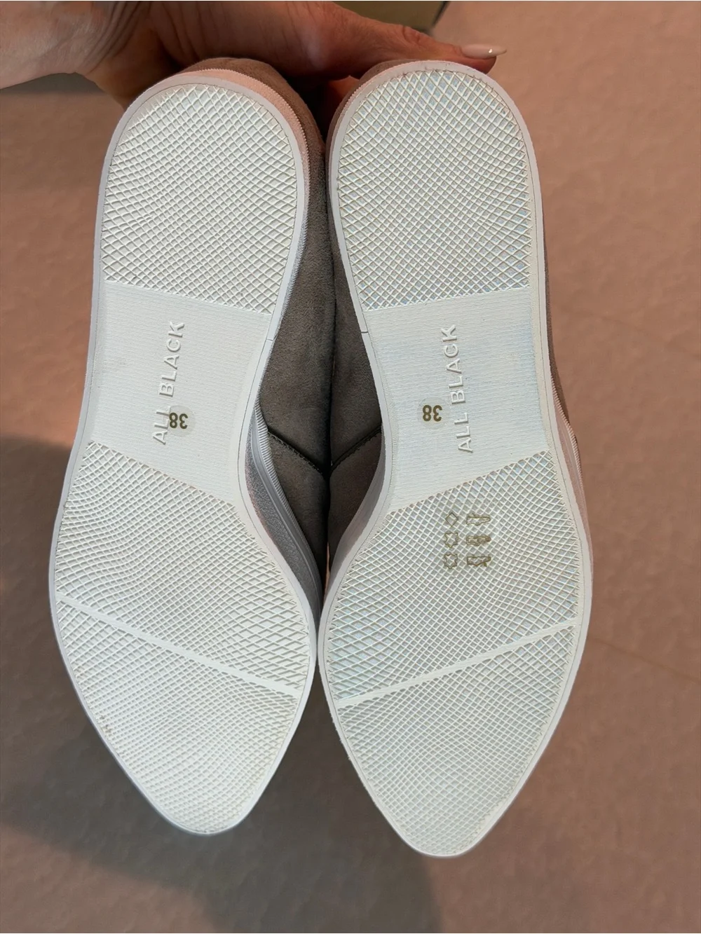 NEW! Anthropologie ALL BLACK “tux” taupe slip on flats 38